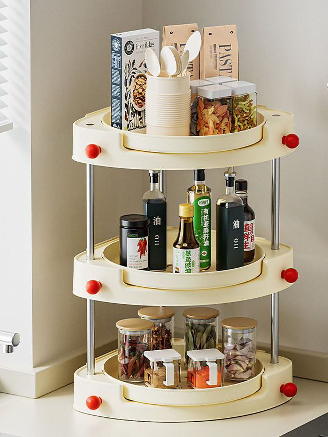 Kitchen - Home storage rack rotating multifunctional wall