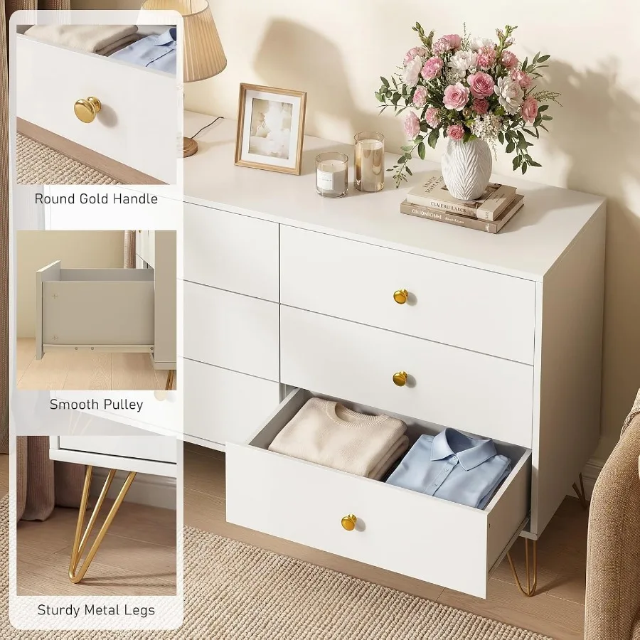 Bedroom 6-Drawer White Dresser - Storage & Organization ulasan dan harga