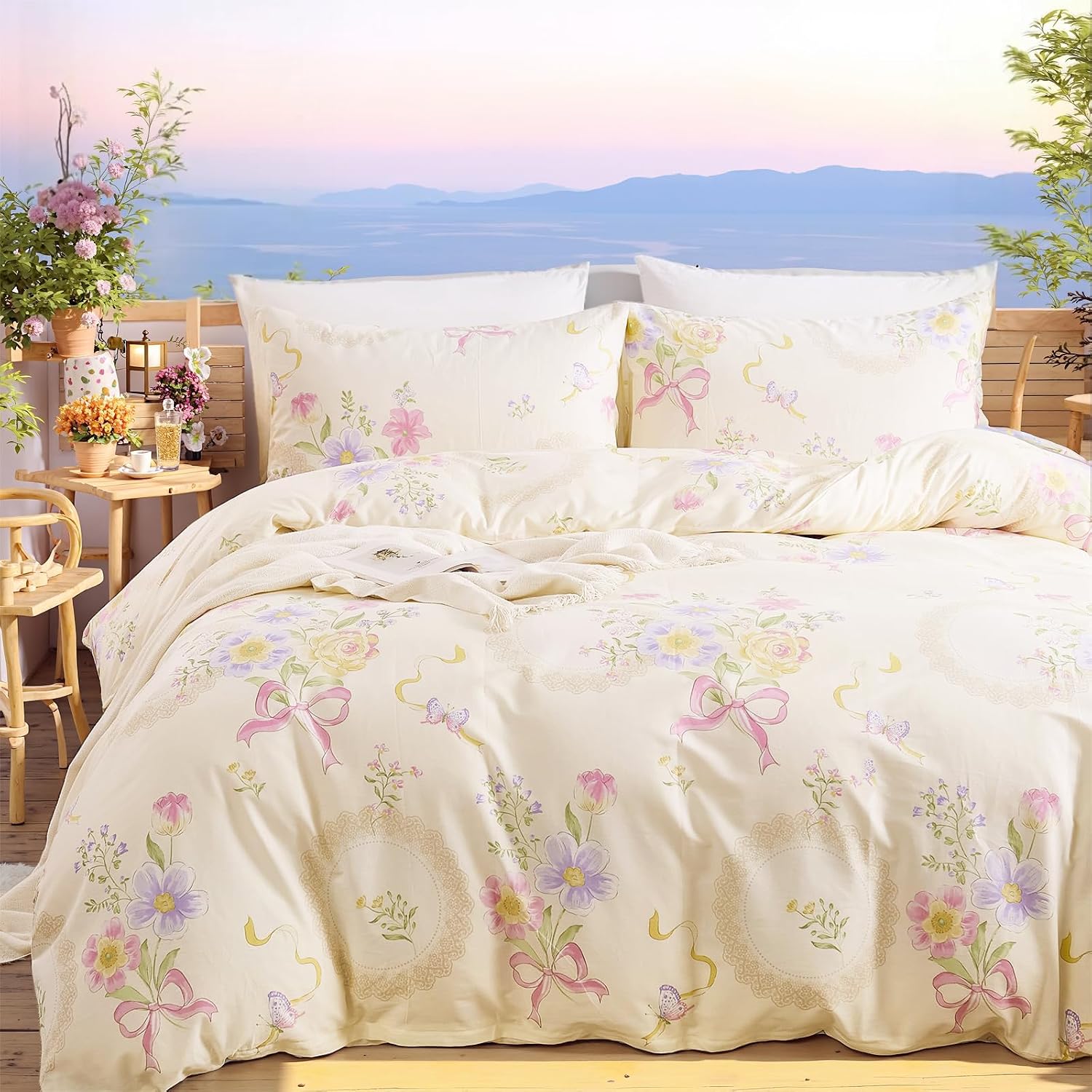 Floral Duvet Cover Queen/King  - Aesthetic Floral Duvet Cover ulasan dan harga