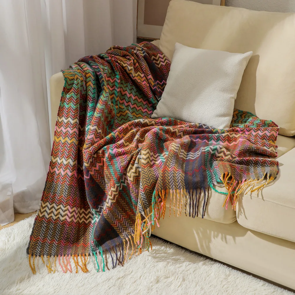 Boho Wave Throw Blanket with T - Boho Throw Blanket Fringe ulasan dan harga